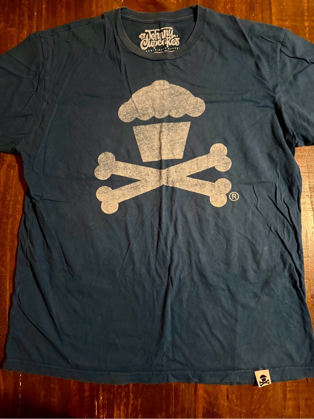 Johnny Cupcakes Blue Iconic CrossBone Logo Tee - XL